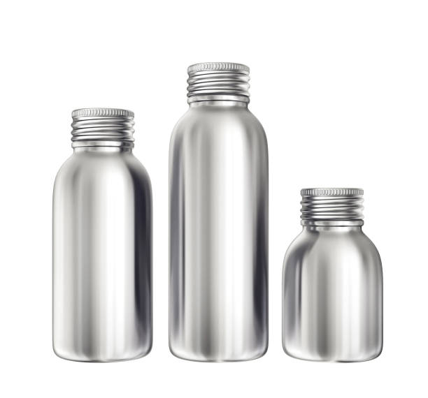 aluminium bottles isolated on a white. 3d illustration