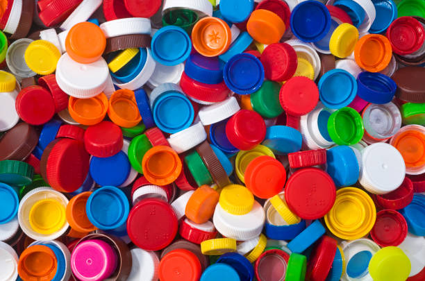 Coloful plastic bottle caps background.